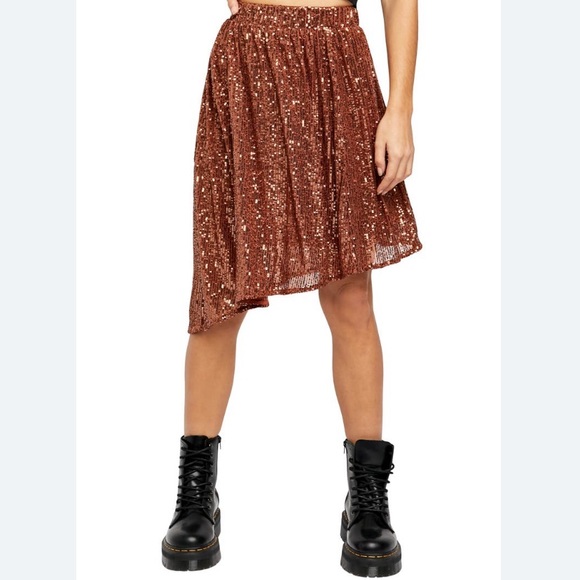 Free People Last Dance Sequin Bronze Skirt - Picture 4 of 5